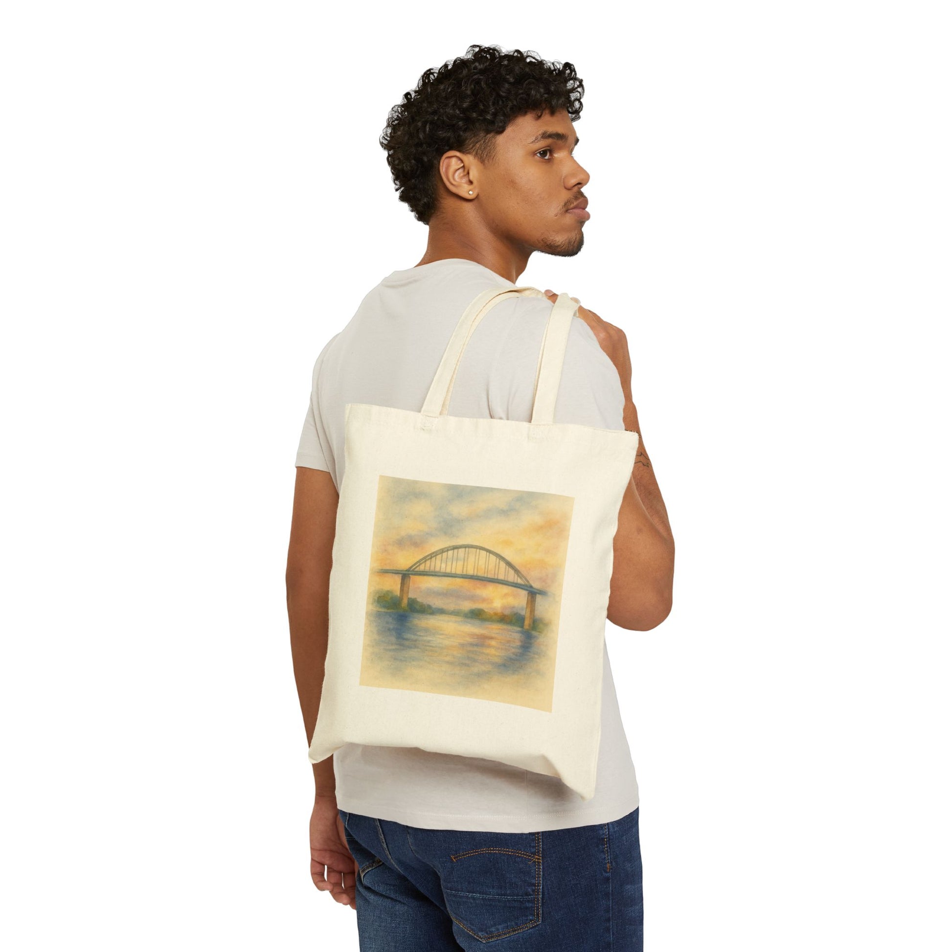 Chesapeake City Bridge Cotton Canvas Tote Bag